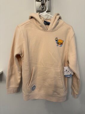 NWT Goat USA Kids Tan Hoodie with Burger Graphic